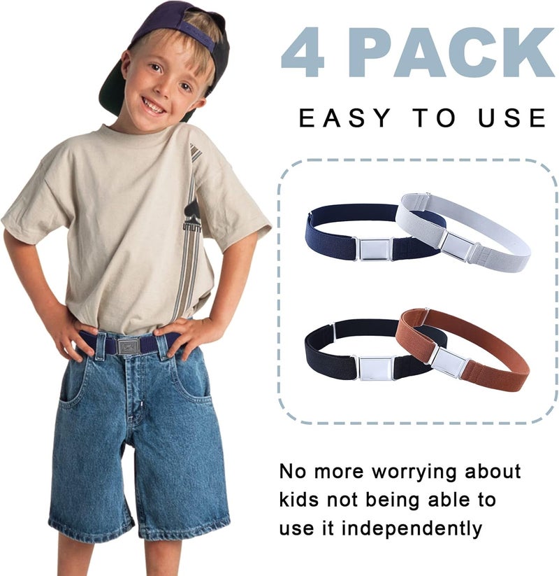 Kajeer Kids Boy Belt Magnetic Belts Adjustable Elastic Belt Magnetic Buckle for Boys Girls(4 PCS) - Image 5